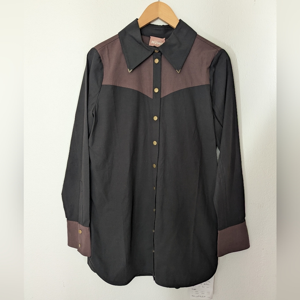 Show Me Your Mumu Western Snap Shirt Dress Brown Black With Belt Size Small